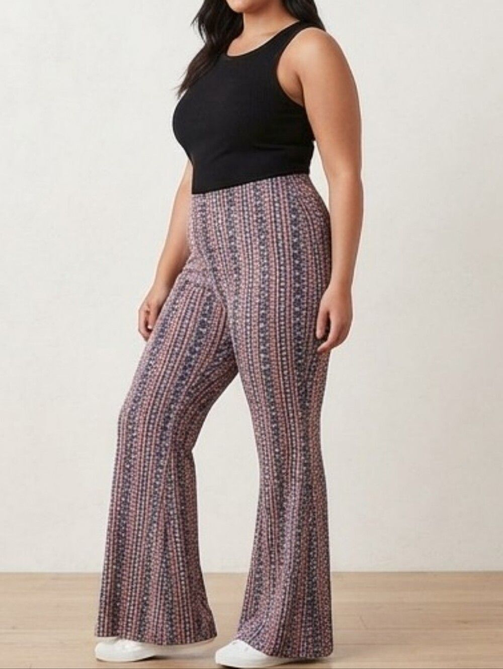 High Rise Pants Flare Wide Leg Boho Floral Print Geometric Patterned Lounge XXL - Picture 11 of 13